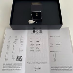 .71 (3/4) carat natural diamond pendant with report, appraisal, box